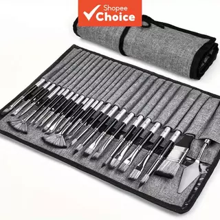 Conjunto De Pincéis De Arte Profissional , 24 Peças Com Rolo De Pano , Ferramentas Portáteis De Pintura Para Aquarela , em Oferta na Shopee