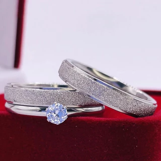 Kit 3 Anéis- Par de Alianças de Namoro Diamantadas 4mm Banhadas a Prata 925 Com Brilho Intenso + Anel Solitário Feminino em Oferta na Shopee