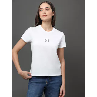 Camiseta Feminina Rubber Patch Calvin Klein - Branco em Oferta na Shopee