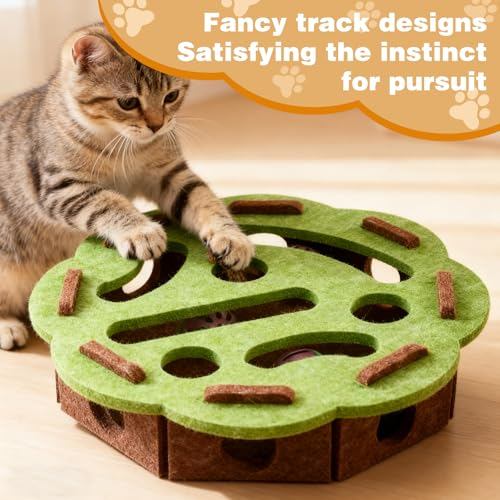 Caixa de quebra-cabeça para arranhar gatos, lixa de unhas para gatos com bola interativa para arranhar gatos - uma anti-