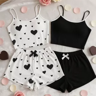 Kit c/2 Conjunto Pijama Baby Doll Feminino Verão Short Dool Blogueirinha Sexy Coração em Oferta na Shopee