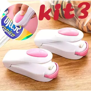 Kit 3 Mini Máquina Seladora a Pilha Colorida Com Imã de Geladeira Pratica e Rápida em Oferta na Shopee