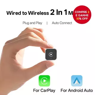 Dongle CarPlay Sem Fio Android Auto Adaptador Sistema Inteligente para Carro Caixa Inteligente 2 em 1 Sem Fio para Com em Oferta na Shopee