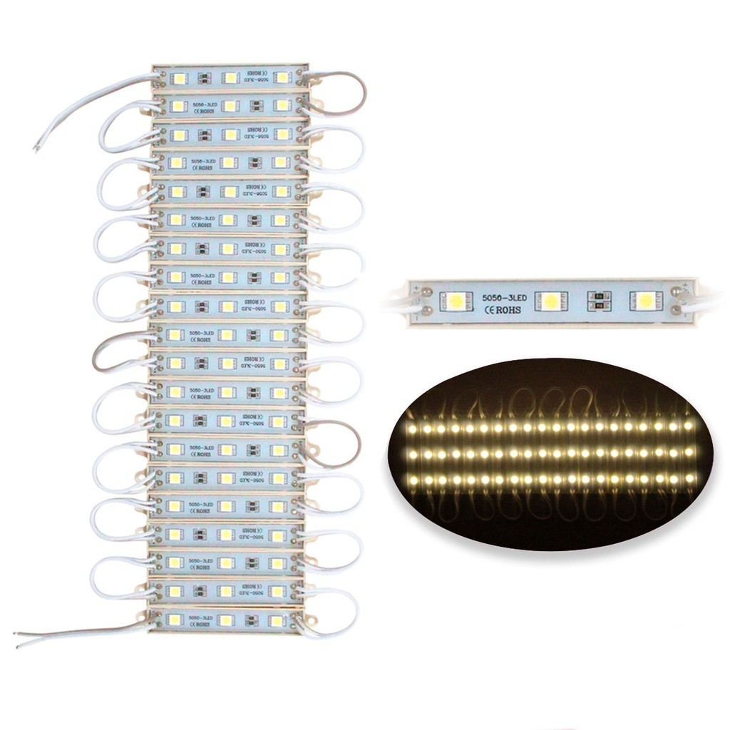 1000 PÇS MÓDULOS DE LED 3 LEDS BRANCO QUENTE 5050 6500K 12V 0,72W ...