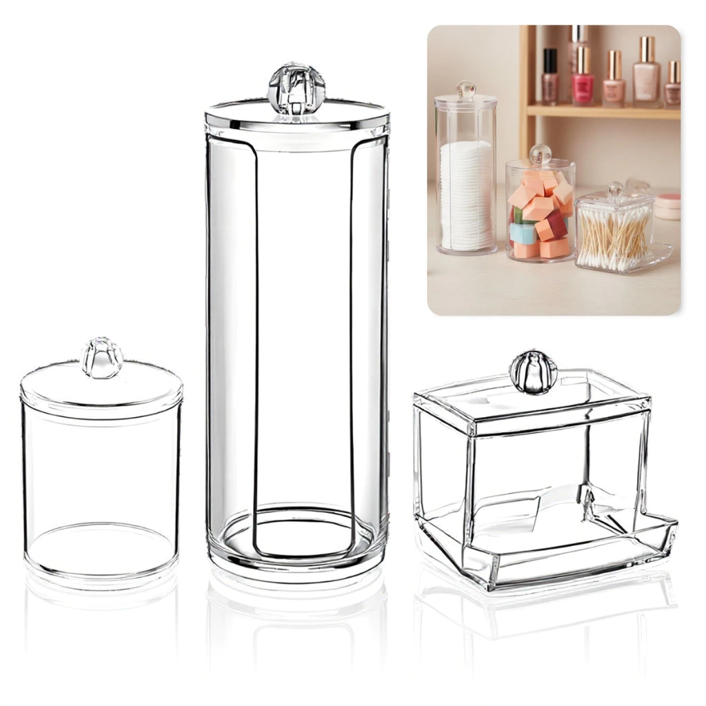 Kit 3 Peças Porta Cotonetes e Algodão Organização com Elegância para Seu Banheiro