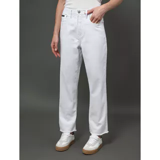 Calça Color Feminina Cropped Straight Barra a Fio - Branco 2 em Oferta na Shopee