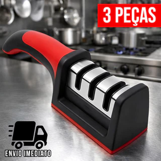Kit 3 Amolador Afiador De Facas Profissional Em Aço Inox com 3 Estagios em Oferta na Shopee