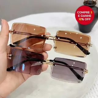 Óculos de armação metálica sem aro, modernos e duráveis, ideais para acessórios de festa de Dia dos Namorados. em Oferta na Shopee