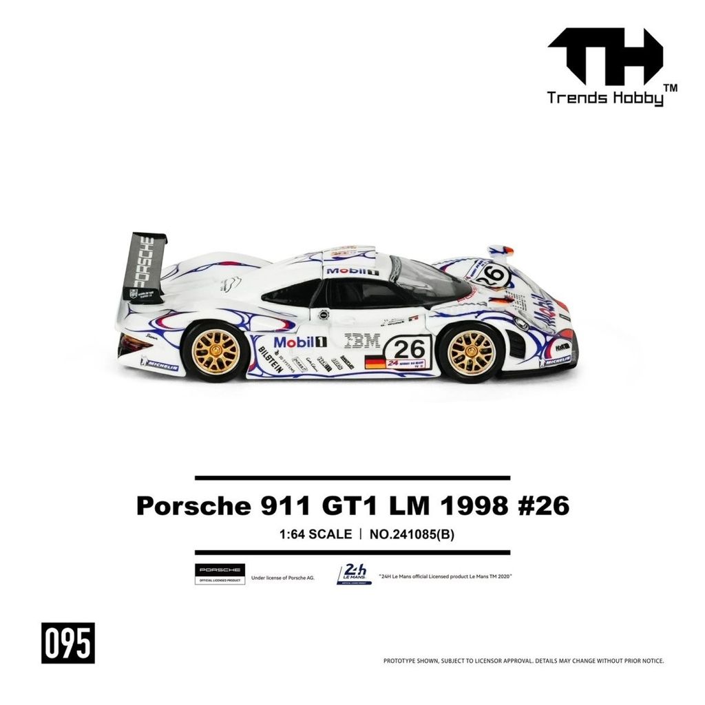 Trends Hobby-TH 1/64 Porsche 911 GT1 LM1998 Modelos de carros Liga