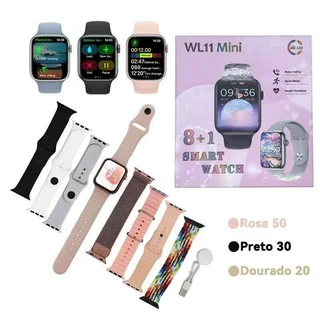 Smart Watch Inteligente séries11 WL11 MINI 38mm com 8 pulseiras BPM Esportes feminino e masculino