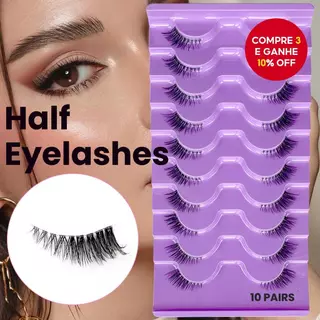 Meio Cílios Naturais Grossos Olho De Gato 10 Pares-Postiços Curtos De 10 Mm Para Festa De Fim De Ano Glam Diário em Oferta na Shopee