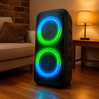 Caixa De Som Bluetooth Amplificada Iluminação RGB Rádio Fm Auxiliar P2 P10 Entrada Usb Cartão SD
