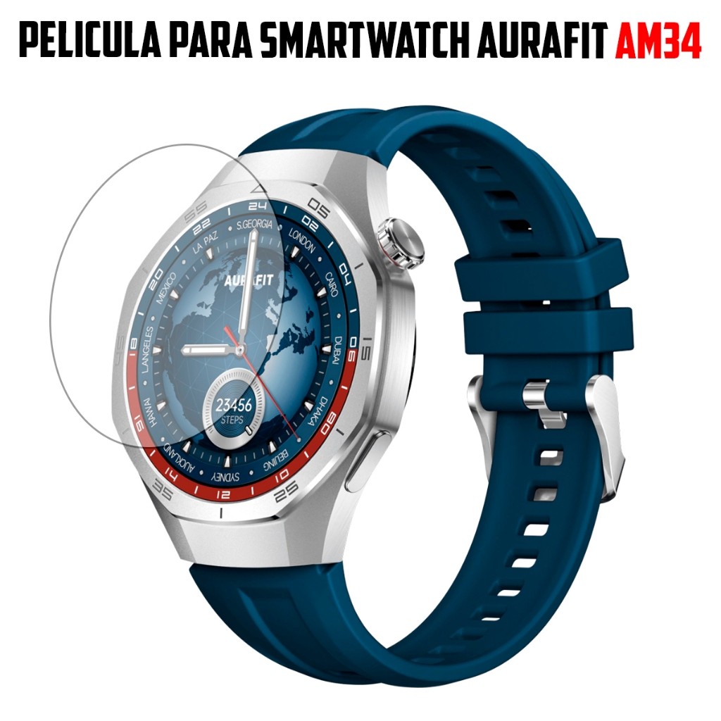 Película Vidro 9H Para Smartwatch Aurafit AM34 Blindagem Máxima Contra ...