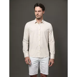 Camisa Masculina Cotton Linen Calvin Klein Jeans - Off White em Oferta na Shopee