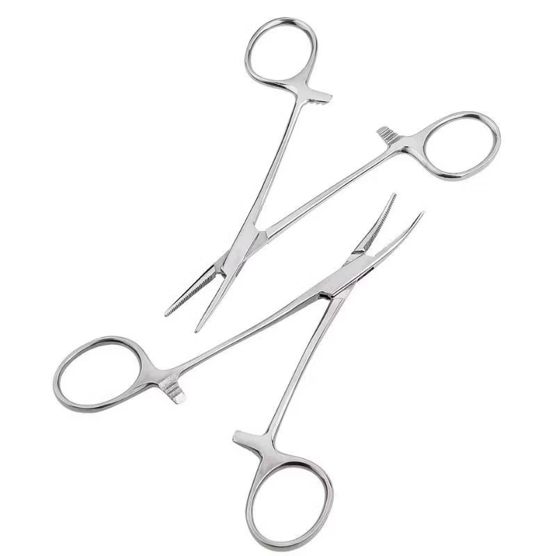 Kit 2 Pinça Mosquito Reta/Curva Halstead 12cm Aço Inox procedimento ...