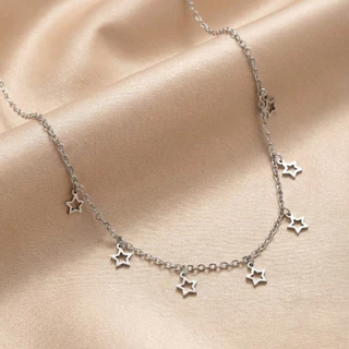 Colar Estrelas Prata em Aço Inoxidável Hipoalergênico Casual e Sofisticado