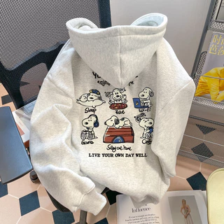 Moletom Snoopy Unissex Estilo Americano Casual Com Capuz