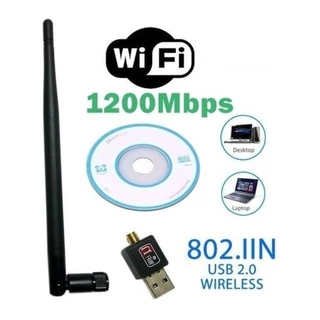 Adaptador USB WiFi AC 1200Mbps com Antena Externa 802.11n USB 2.0 para PC Desktop Laptop Windows 7/8/10 XPFANG