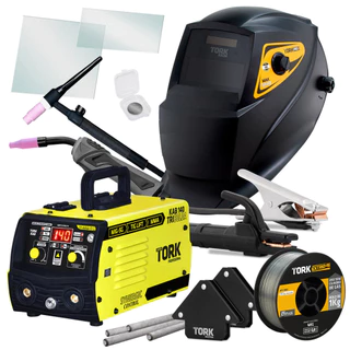 Inversor Solda Mig Eletrodo Tocha Tig 140A 220v Mascara Arame Esquadro Tork em Oferta na Shopee