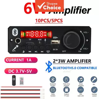 Mini Placa Amplificadora Bluetooth 5.0 10PCS/5PCS com Display | Saída Estéreo 2x3W | Alimentada por USB 3.7V-5V | em Oferta na Shopee