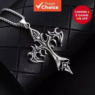 Novo Colar Vintage Com Pingente De Cruz De Chama Para Homens – Joias Modernas De Comprimento Longo Amantes De Estilo Exc em Oferta na Shopee