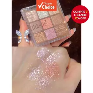 Dikalu Paleta de Neve Brilhante - 9 Glitters & Shimmers de Chá Lácteo para Maquiagem de Festa & Feriado, Olhos em Oferta na Shopee