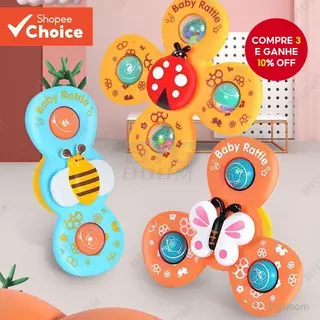 3 Pcs Baby Bath Toy Suction Cup Teether Spinner Top Brinquedos Giratórios Para Crianças em Oferta na Shopee