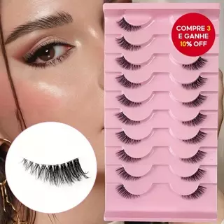 Cílios Postiços 10 Pares Feitos À Mão Modelo 3D Natural Fofo , Um Item Para Datas De Festa em Oferta na Shopee