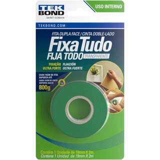 Fita dupla face acrílica 19 mm x 2 m uso interno - Fixa Tudo - Tekbond em Oferta na Shopee
