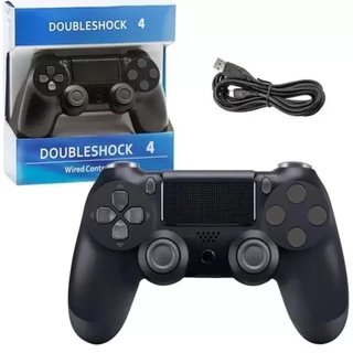 Controle USB Com Fio Estilo DualShock 4 para PS4, PC e Notebook | Gamepad Ergonômico com Vibração e Cabo Incluso