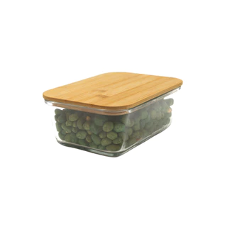 POTE 1500ML HERMÉTICO DE VIDRO COM TAMPA DE BAMBU RETANGULAR FLAT - TUD em Oferta na Shopee