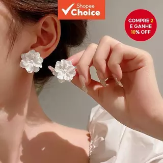 Brincos De Flor Branca Coreana Design Exagerado Elegante Para Mulheres Joias Elegantes em Oferta na Shopee