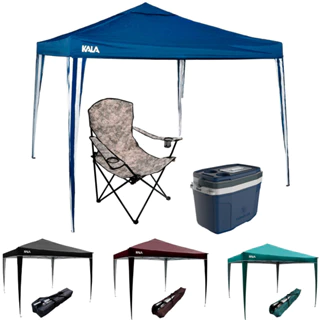Kit Tenda Gazebo Dobrável 3x3 Metros Cadeira Camuflada Dobrável Cooler azul 20 Litros Praia Pesca em Oferta na Shopee