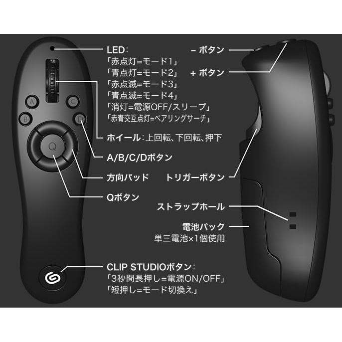 CLIP STUDIO TABMATE 2 Wireless One-Hand Controller for Digital