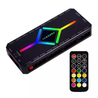 Controladora Acegeek Hub10, 10 Portas ARGB, 10 Portas PWM, Preto, AG-HUB10-BK
