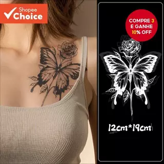 15 Dias À Prova D'água Borboleta Rosa Tatuagem Temporária Arte Corporal Semipermanente Realista em Oferta na Shopee