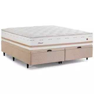 Cama Baú King Herval Irland, Molas Maxspring, Suede Bege, 72x193x203 cm em Oferta na Shopee