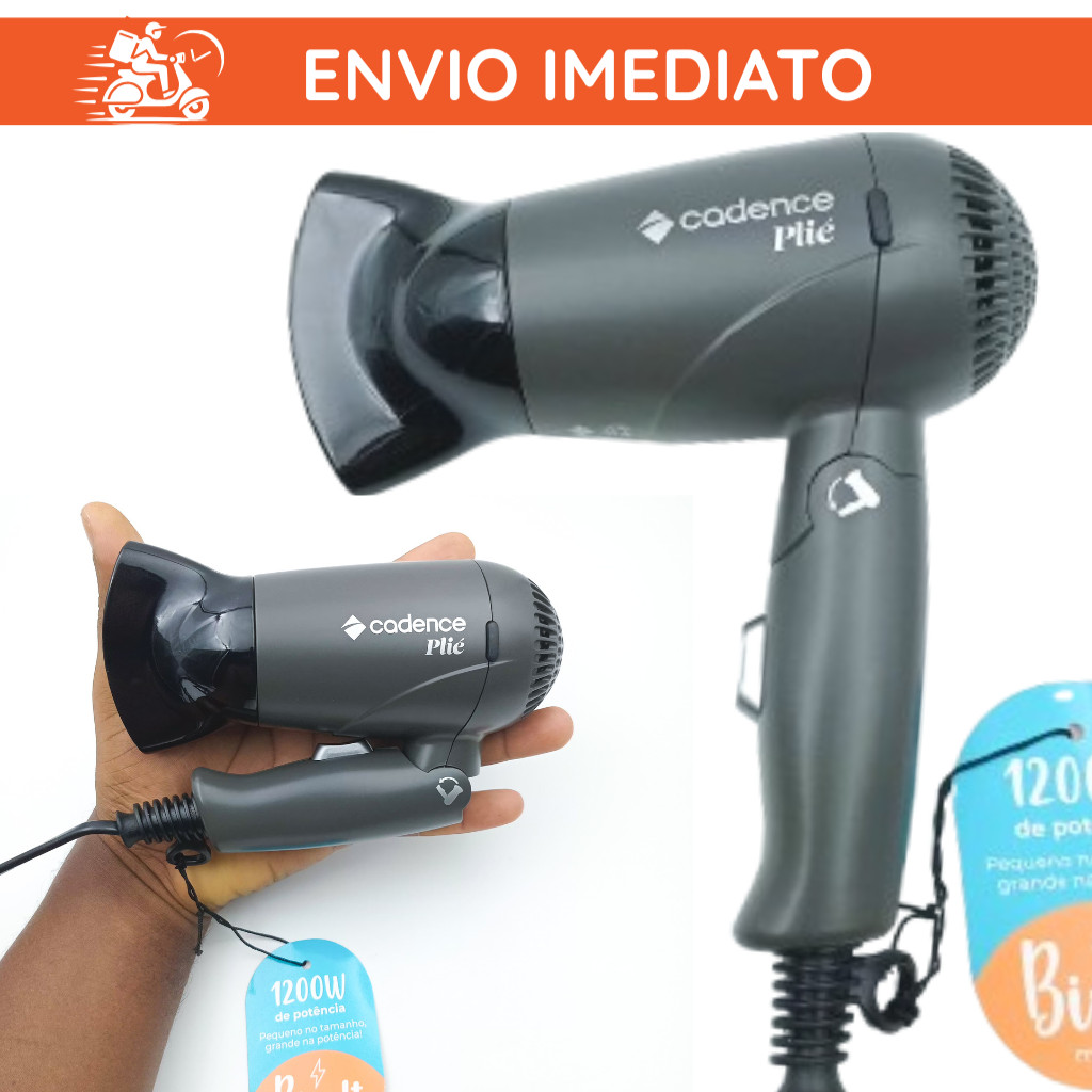 Secador cabelo mini portátil dobrável pequeno viagem cadence plie SEC190 1200W bivolt 127v/220v