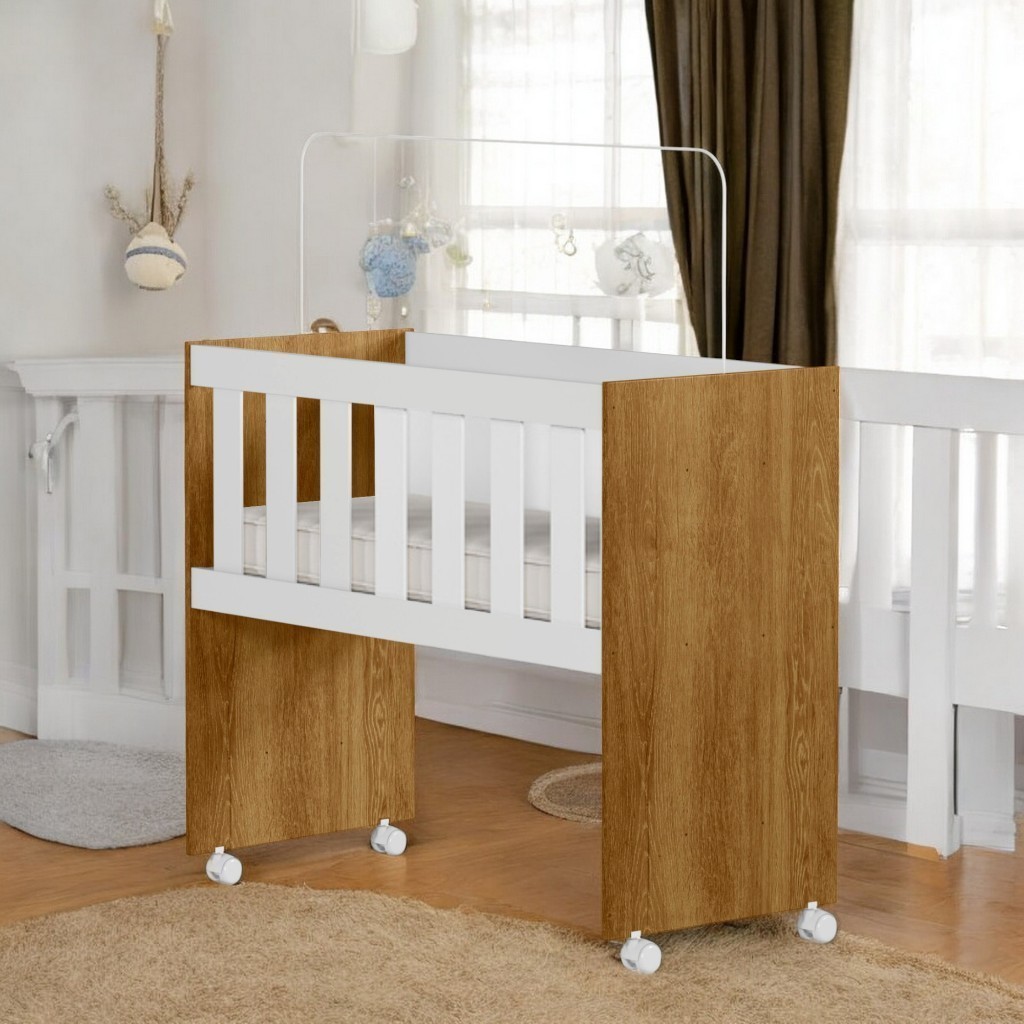Mini Berço 100% MDF com Rodízios Acompanha Colchão Para Crianças Até 09 ...