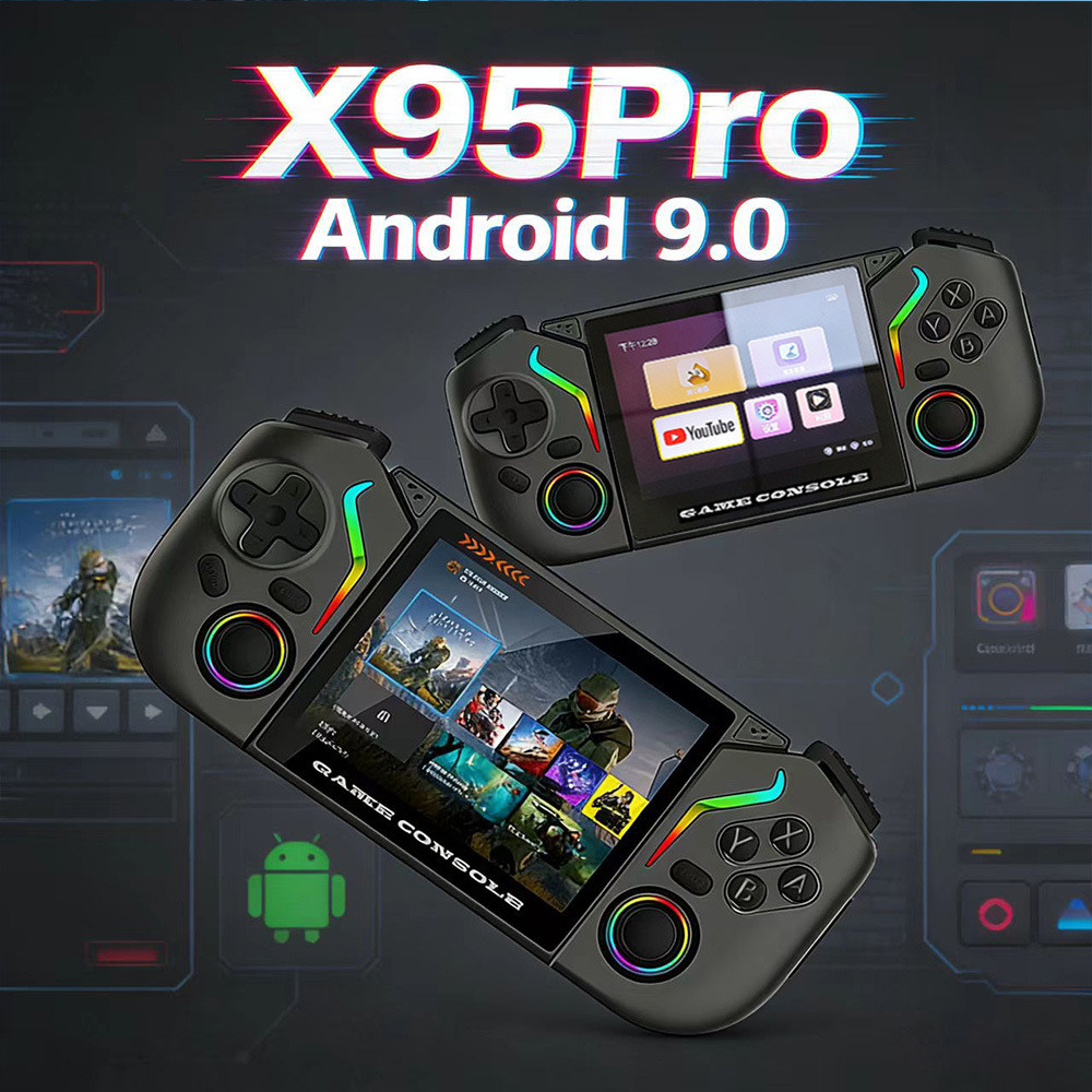 Retro X95PRO Portátil Console De Videogame 3.5 Polegada Tela IPS Pré-Carregado Jogos Sistema Linux Jogador Bolso 64GB/12