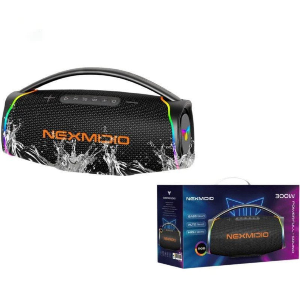 Boombox Bluetooth Nexmidio MD-B09 300w Graves Fortes Ipx6 Led