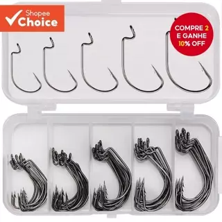 Ganchos De Pesca De Aço De Alto Carbono-Tamanhos Mistos 2 #-3/0 Minhoca Afiados Para Isca De Manivela/Chumbo em Oferta na Shopee