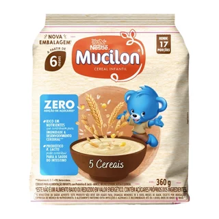 Cereal Infantil Mucilon 5 Cereais Zero 360g - Embalagem com 9 Unidades em Oferta na Shopee