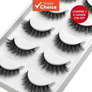 Cinco Pares de Cílios Postiços 3D Estilo Mink | Maquiagem de Olhos Macios Reutilizáveis em Oferta na Shopee