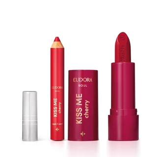 Combo Kiss Me Cherry: Batom Matte Vermelho Viciante 3,7g + Lápis Multifuncional 3 em 1 1,2g em Oferta na Shopee