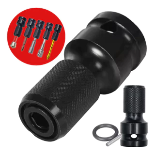 Adaptador De Soquete P/ Chave Impacto 1/2 Em Bits 1/4 Preto