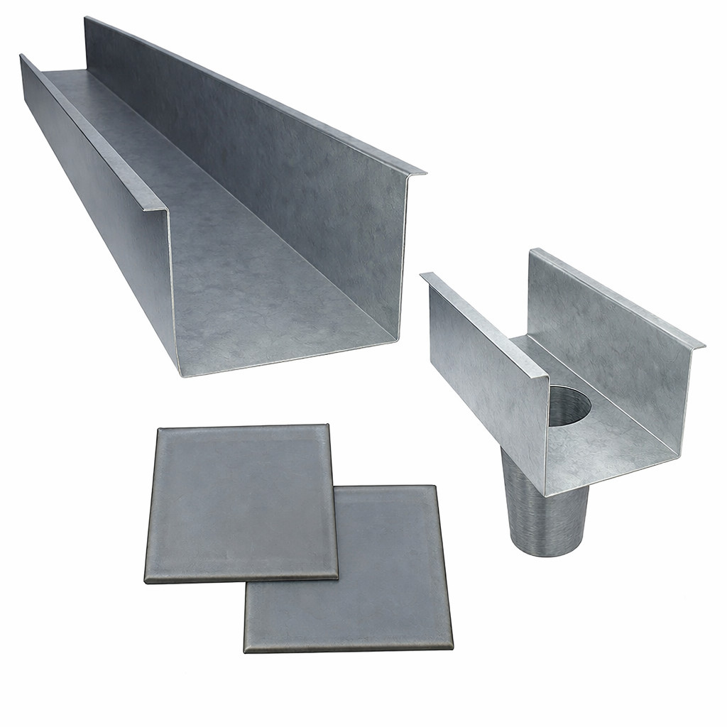 Kit Calha Galvanizada Corte 75 C/ Tampa + Bico Pronto p/ Instalar ...