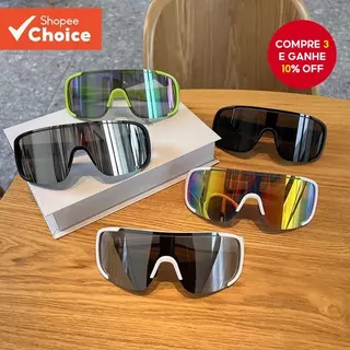 Óculos de sol para esportes ao ar livre, à prova de vento, com armação oversized, UV400, unissex, para ciclismo e moto. em Oferta na Shopee