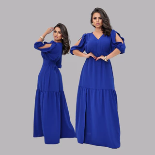 Vestido Feminino Longo Lastex Verão Festa Duna Premium Confortável Entrega Imediata em Oferta na Shopee