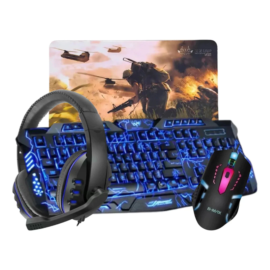 Kit Teclado Gamer M200 + Headset Gamer + Mouse Rgb 3200+ Mouse Pad Gamer